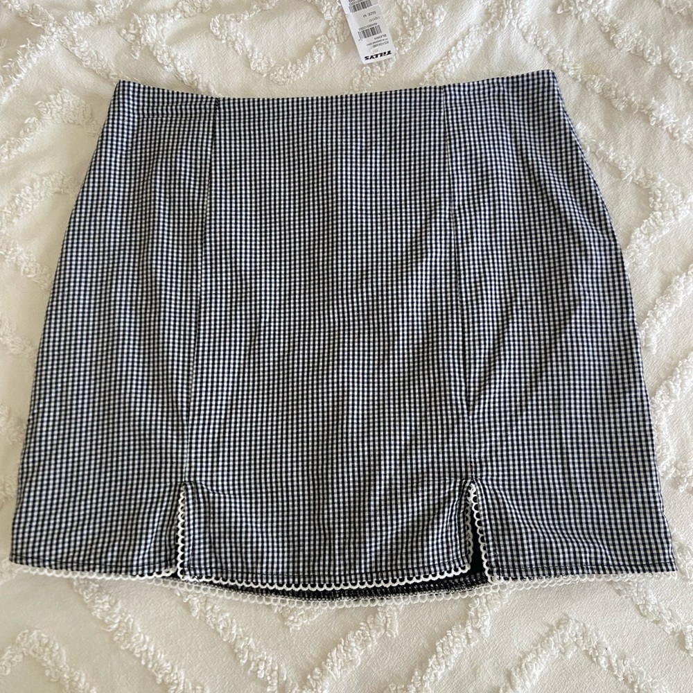 FULL TILT Plaid Front Slit Skirt